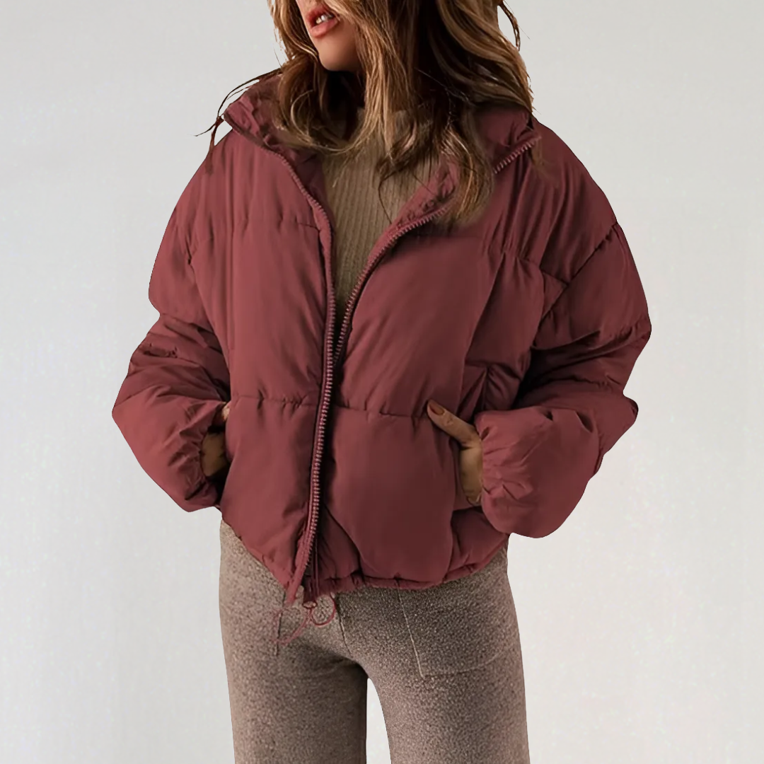 EB | Damen Warme Pufferjacke mit Reißverschluss und Hohem Kragen