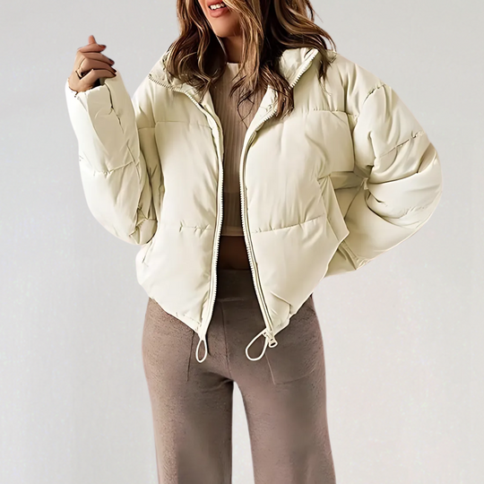 EB | Damen Warme Pufferjacke mit Reißverschluss und Hohem Kragen