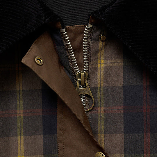EB | Damen Warme Karierte Jacke mit Weichem Kunstfellkragen und Großen Taschen