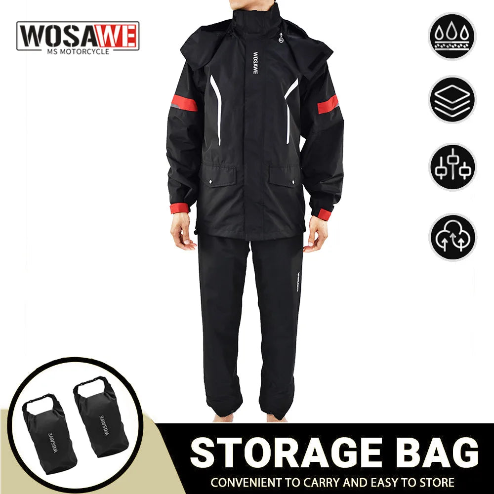 EB | Herren Motorrad Regenjacke Wasserdicht - Reflexschwarz/Grün S-2XL