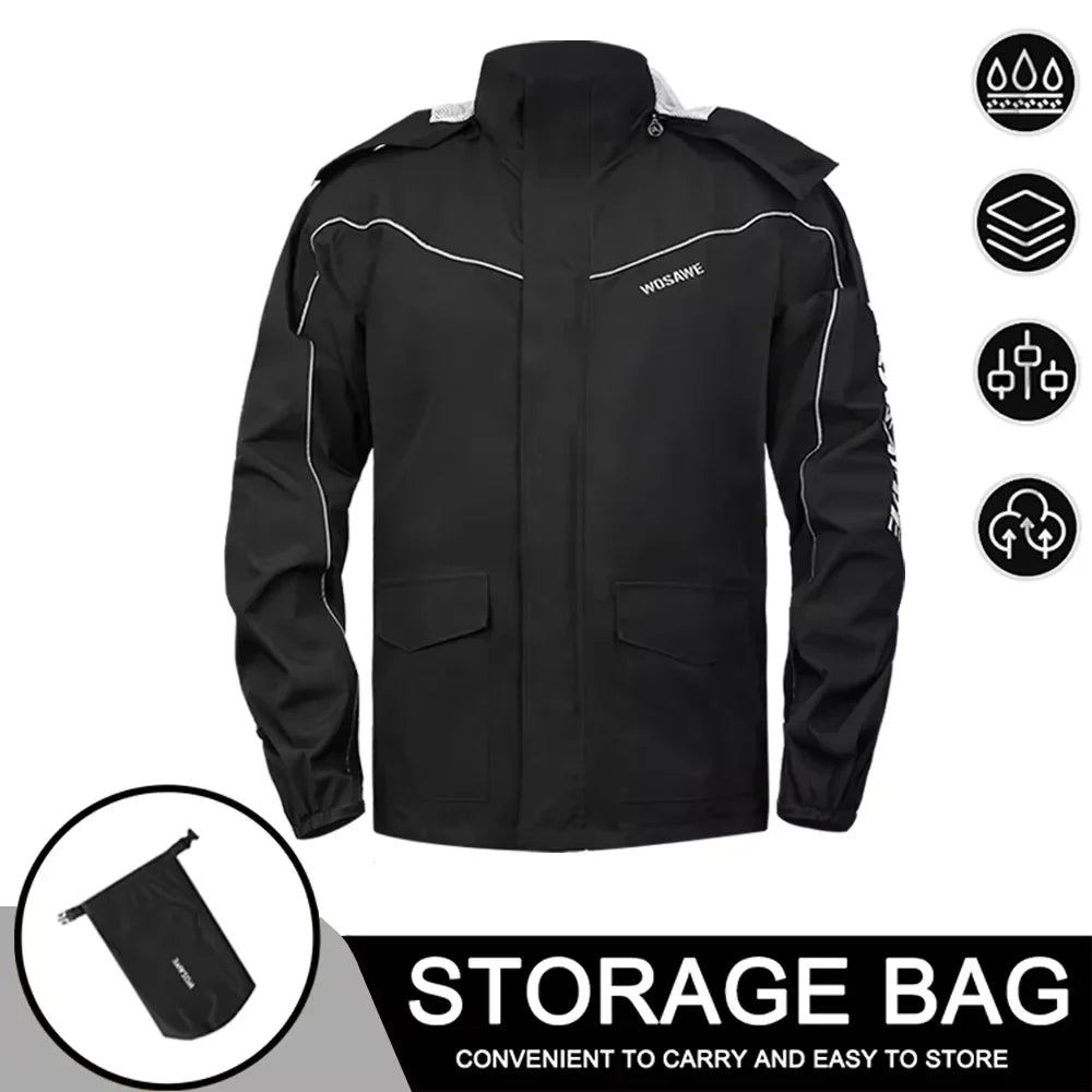 EB | Herren Motorrad Regenjacke Wasserdicht - Reflexschwarz/Grün S-2XL