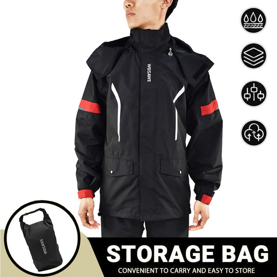 EB | Herren Motorrad Regenjacke Wasserdicht - Reflexschwarz/Grün S-2XL