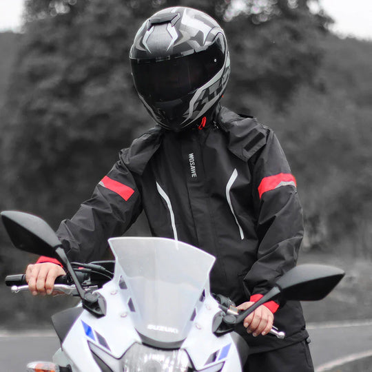 EB | Herren Motorrad Regenjacke Wasserdicht - Reflexschwarz/Grün S-2XL
