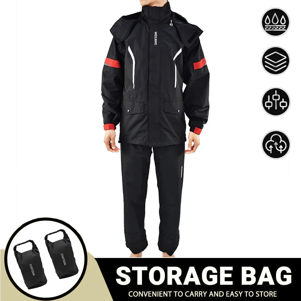 EB | Herren Motorrad Regenjacke Wasserdicht - Reflexschwarz/Grün S-2XL