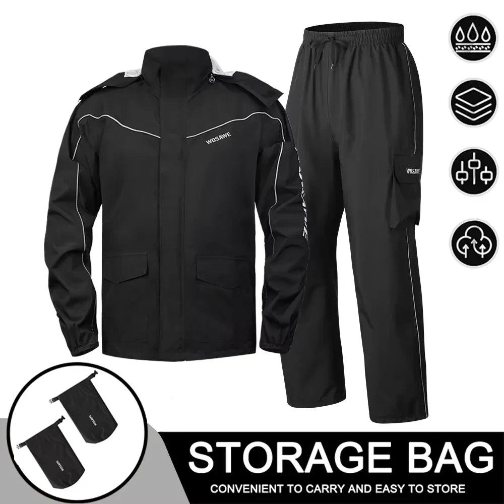 EB | Herren Motorrad Regenjacke Wasserdicht - Reflexschwarz/Grün S-2XL
