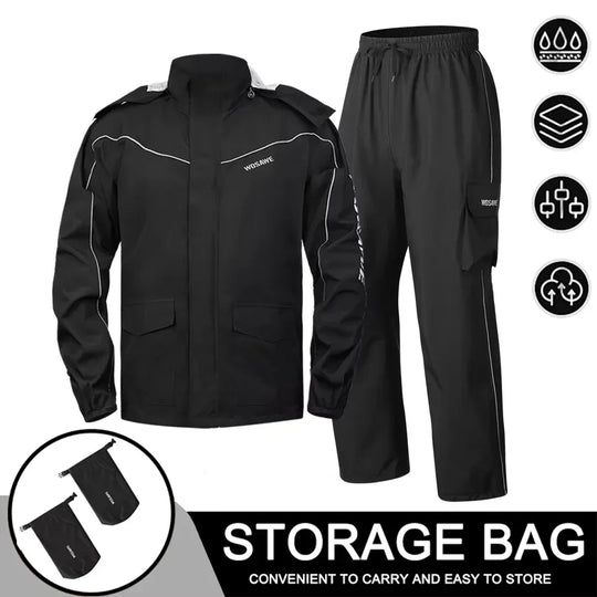 EB | Herren Motorrad Regenjacke Wasserdicht - Reflexschwarz/Grün S-2XL