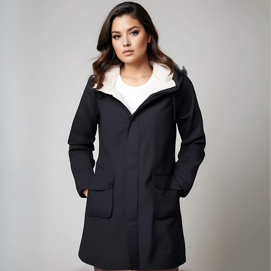 EB | Damen Wasserdichte Jacke mit Kapuze und Fleece-Futter