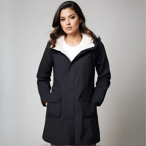 EB | Damen Wasserdichte Jacke mit Kapuze und Fleece-Futter
