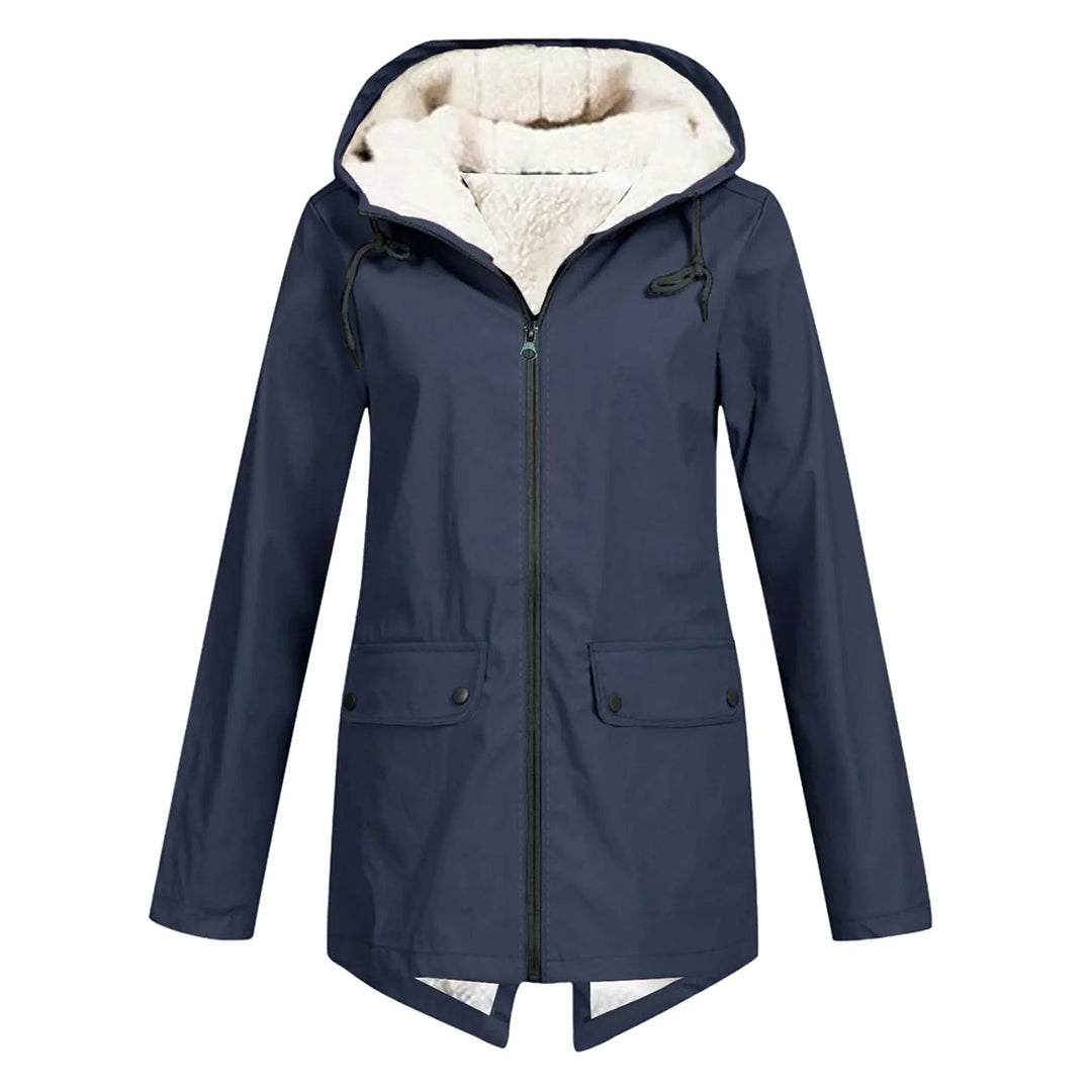 EB | Damen Wasserdichte Jacke mit Kapuze und Fleece-Futter