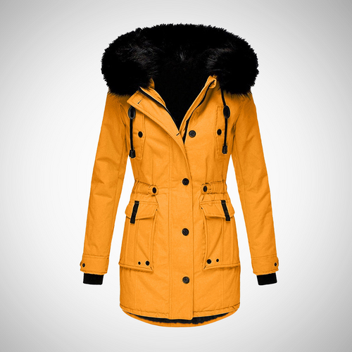 EB | Damen Wasserdichte Gepolsterte Winterjacke mit Kapuze und Pelzbesatz