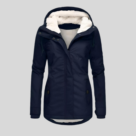 EB | Lange Winterjacke Damen mit Kapuze - Wattierte Jacke