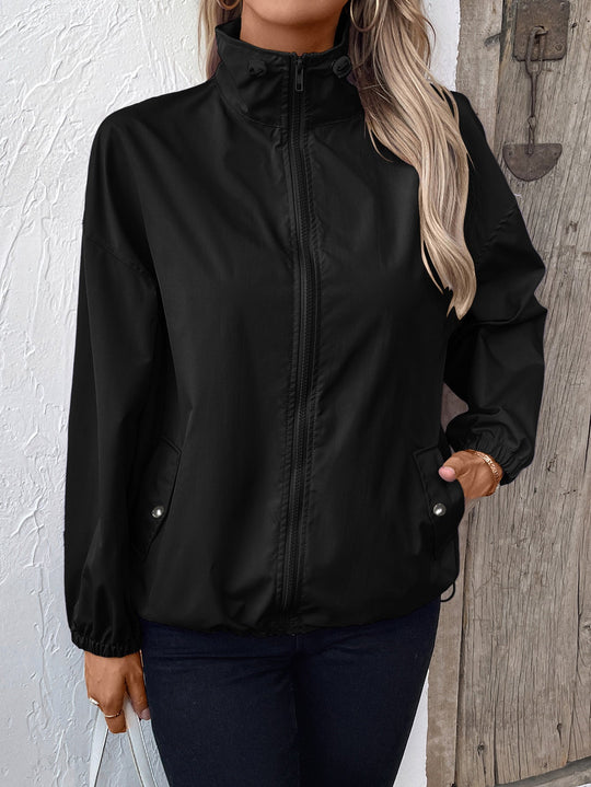 EB | Damen Wasserdichte Regenjacke mit Reißverschluss und Hohem Kragen