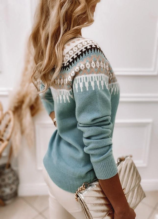 EB | Strickpullover Fair Isle Muster Rundhalsausschnitt Weich und Warm