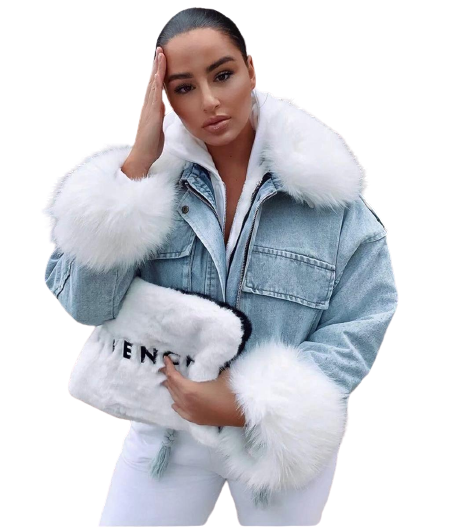 EB | MODACHIC Jeansjacke mit Pelzbesatz