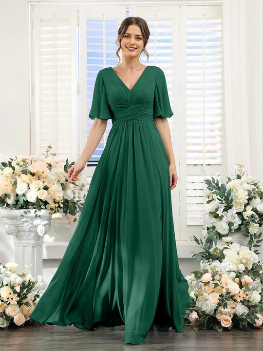 EB | Fließendes V-Ausschnitt Chiffonkleid für Damen