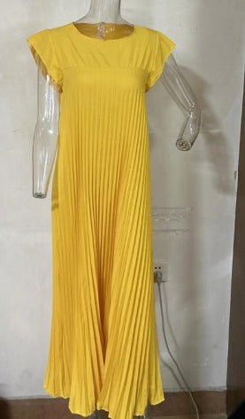 EB | Elegantes Plissee-Kleid Einfarbig Ärmellos