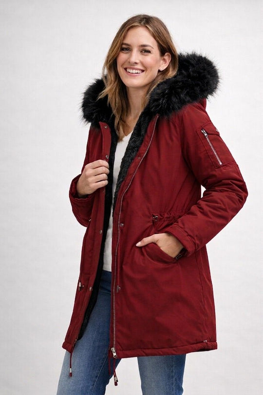 EB | Damen Parka Fellkapuze Fleecefutter