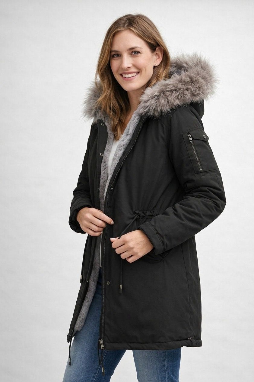 EB | Damen Parka Fellkapuze Fleecefutter
