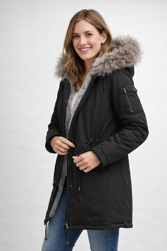 EB | Damen Parka Fellkapuze Fleecefutter