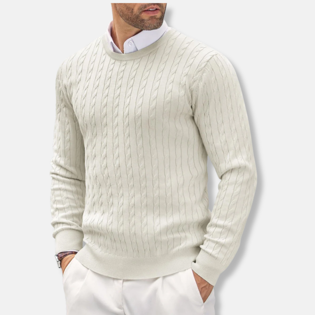 EB | Slim Fit Feinstrick Rundhals Struktur in Kabelstrick