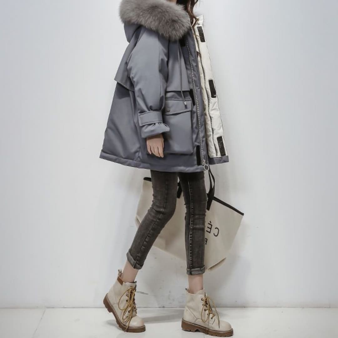 EB | Warmer Winterparka Mit Pelzkragen