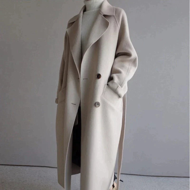 EB | oversized EB | Mantel mit Gürtel und schmalem Kragen
