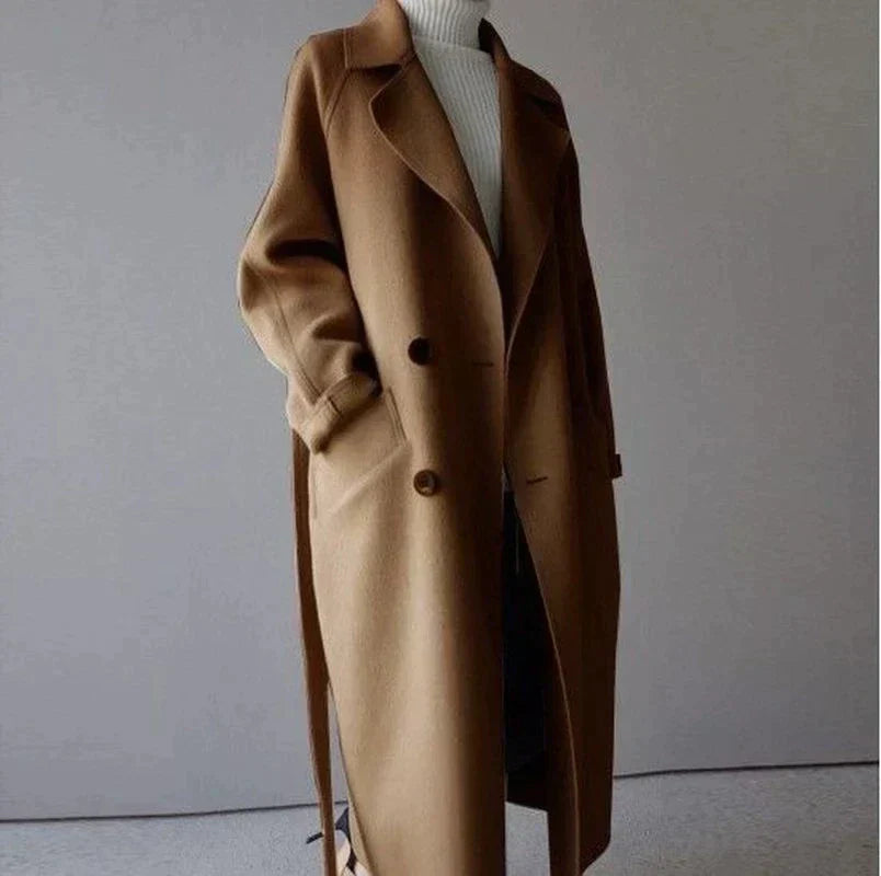 EB | oversized EB | Mantel mit Gürtel und schmalem Kragen