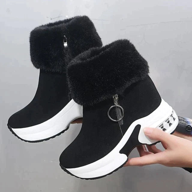 Bequeme, rutschfeste Stiefel mit Pelzfutter und Reißverschluss an der Seite EB
