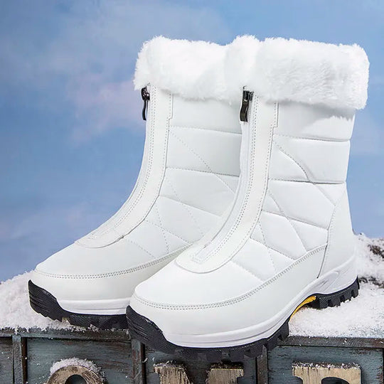 Bequeme rutschfeste Pelz-Schnürstiefel mit Reißverschluss EB
