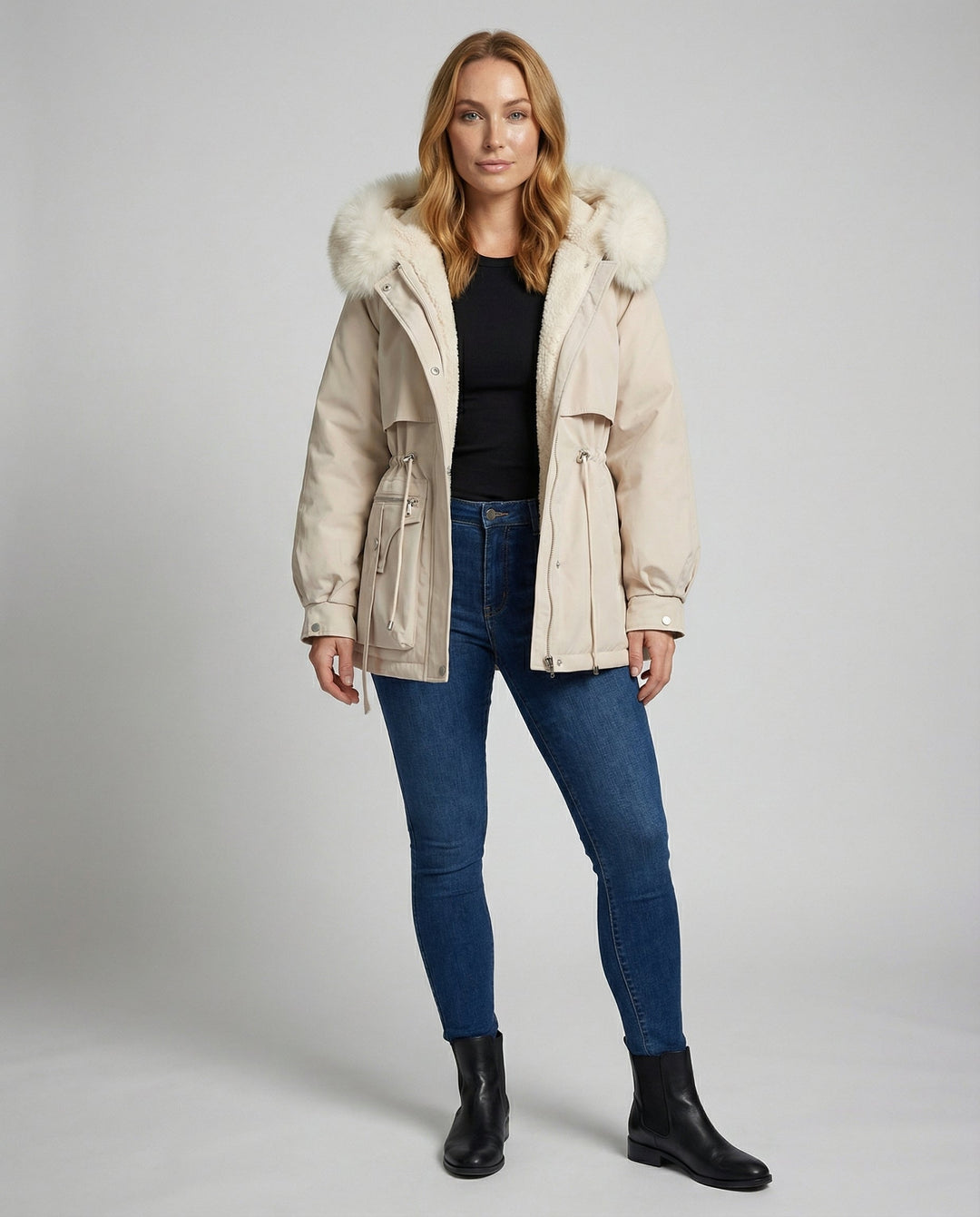 Warme Pelz Winterjacke Damen | EB