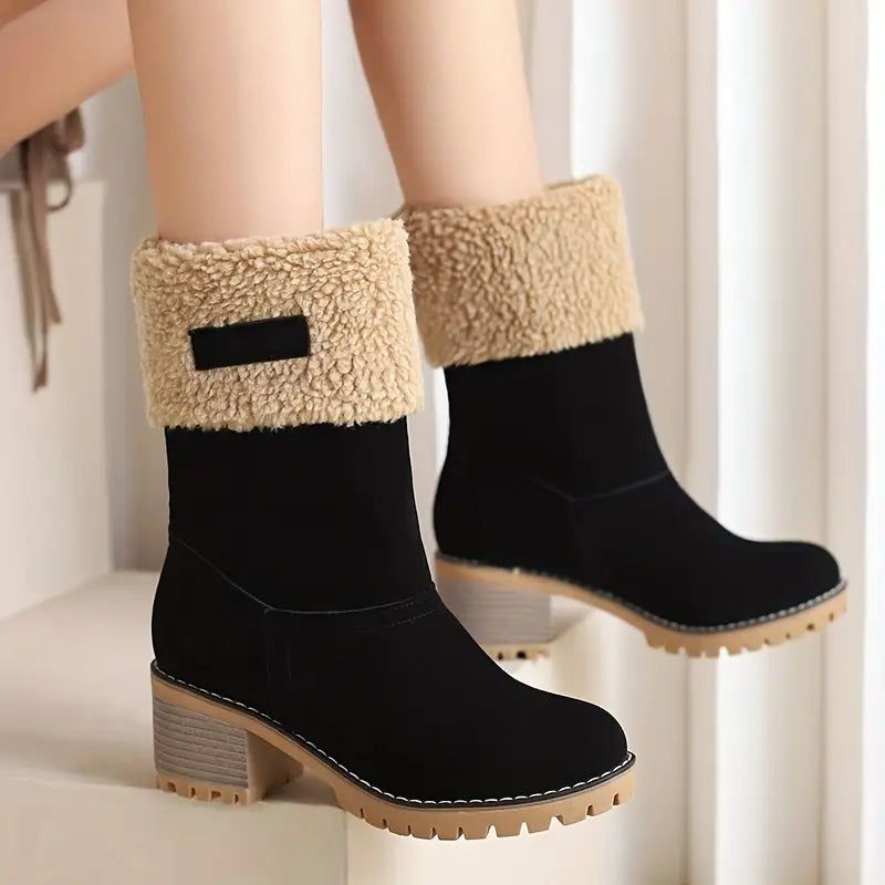 Winterstiefel | Blockabsatz | Mit Fell gefüttert | Absatzstiefel | Damenstiefel EB