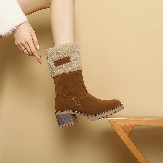 Winterstiefel | Blockabsatz | Mit Fell gefüttert | Absatzstiefel | Damenstiefel EB