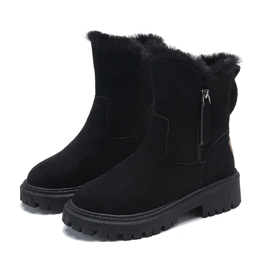 Winterstiefel | Dicke Sohle | Wildleder | Stiefel mit Fleece-Futter | Damenstiefel EB