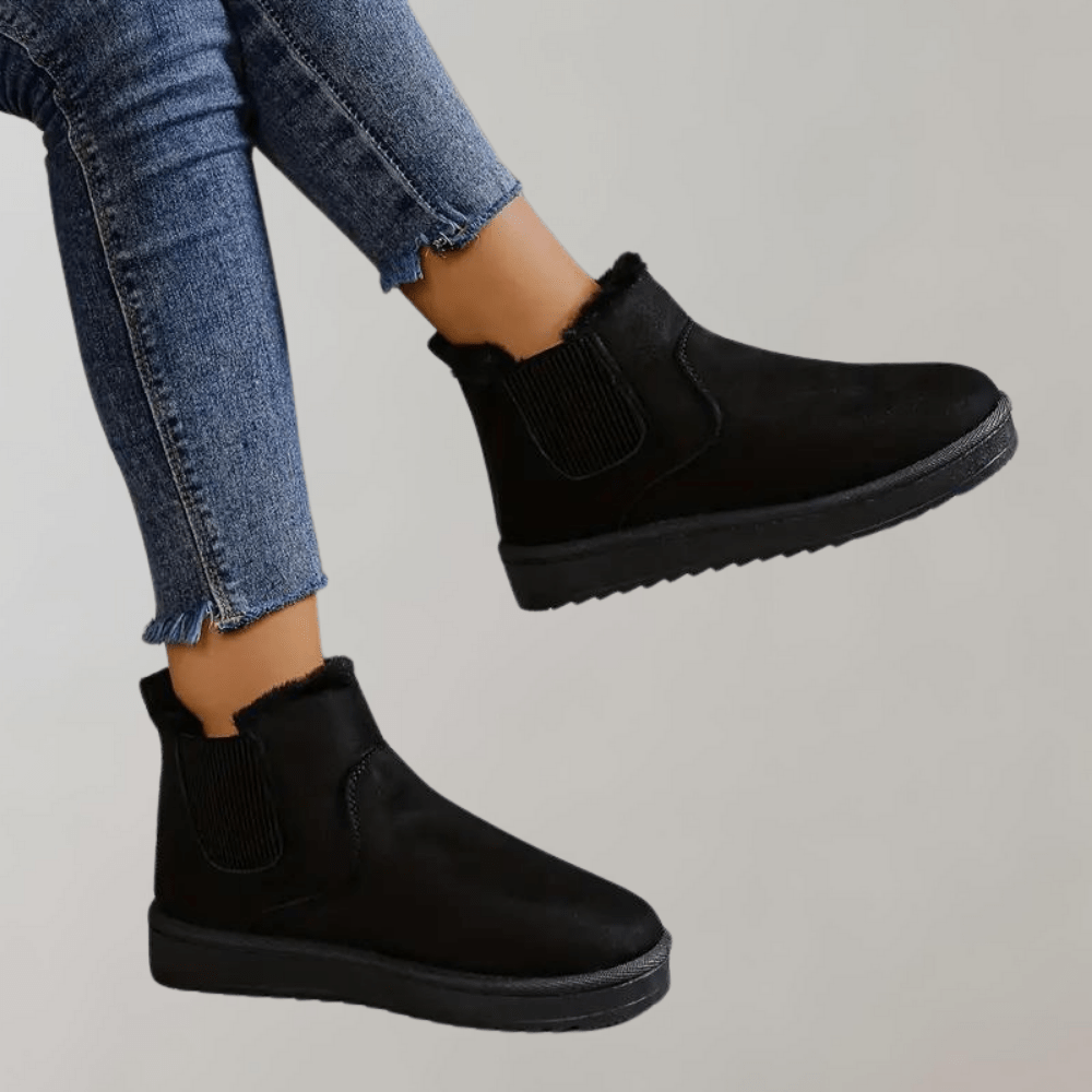 Winterstiefel | Slip-On | Mit Fell gefüttert | Knöchelstiefel | Damenstiefel EB