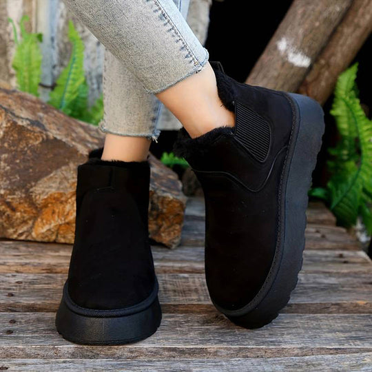Winterstiefel - Slip-On - Knöchel - Stiefel mit Kunstpelz - Winterschuhe Damen EB