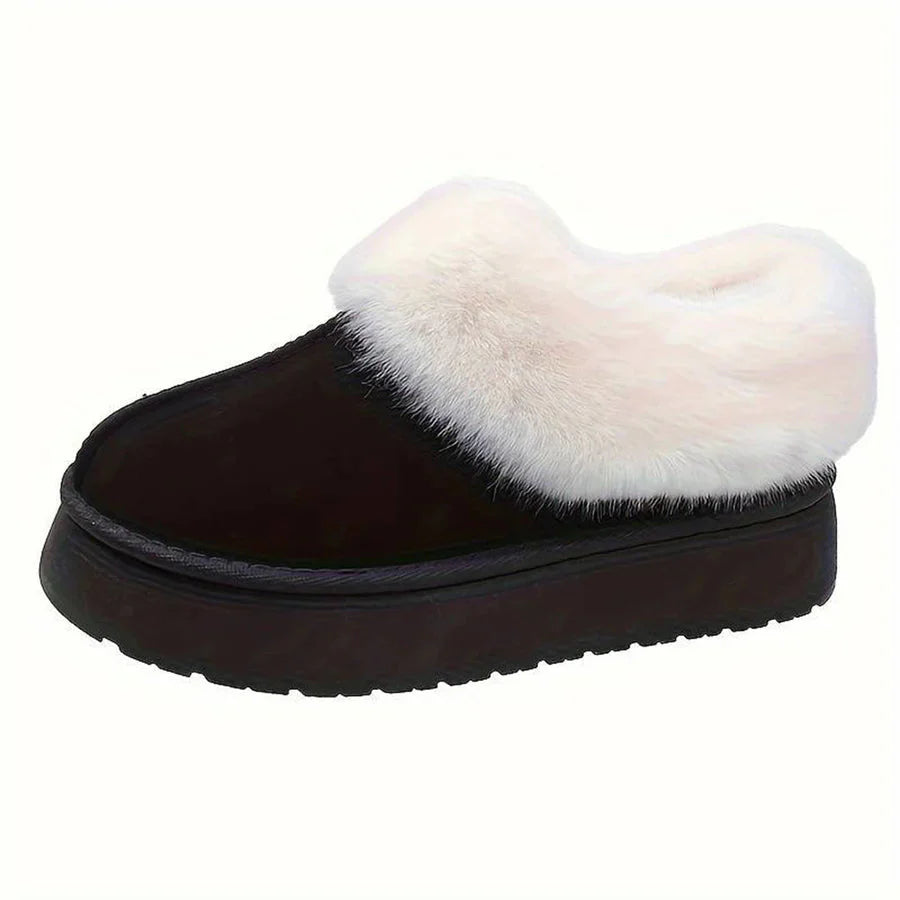 Winterstiefel - Frauen Pelz Slip-On Knöchel Winter Schuhe EB