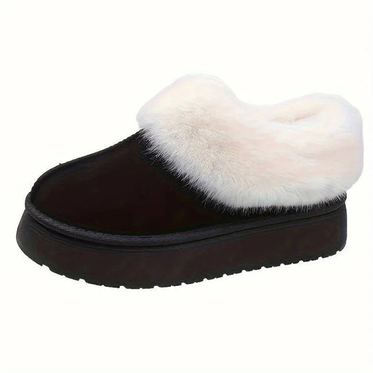 Winterstiefel - Frauen Pelz Slip-On Knöchel Winter Schuhe EB