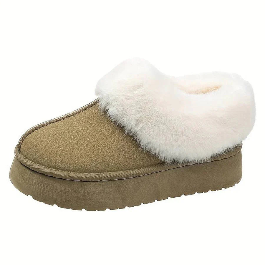 Winterstiefel - Frauen Pelz Slip-On Knöchel Winter Schuhe EB