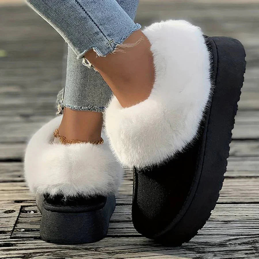 Winterstiefel - Frauen Pelz Slip-On Knöchel Winter Schuhe EB