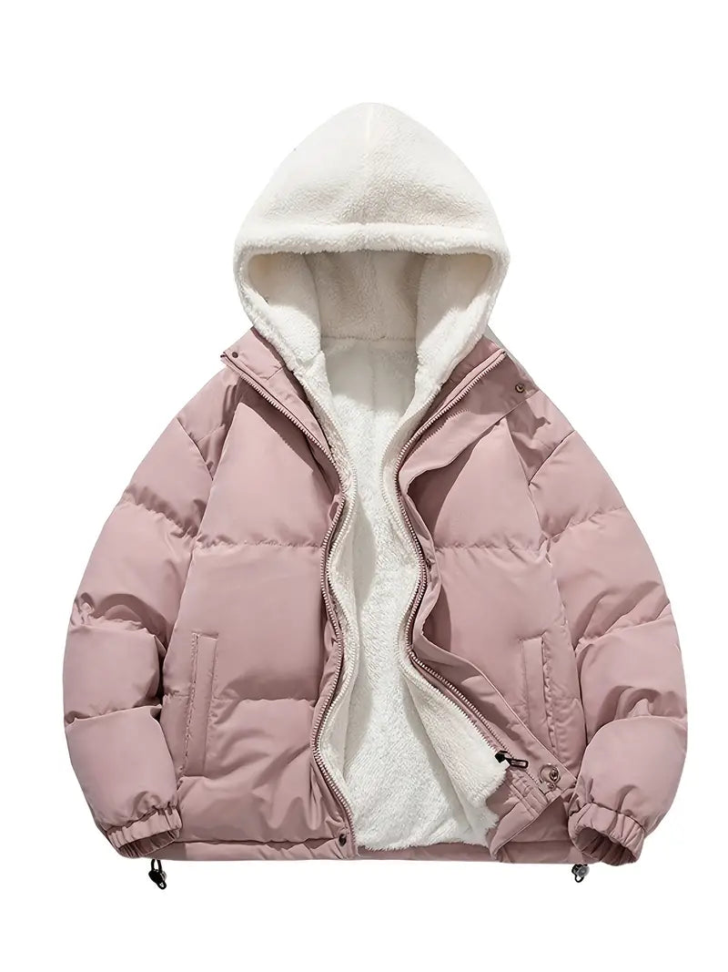 EB | Damen Winterpuffjacke mit Warmem Sherpafutter und Kapuze