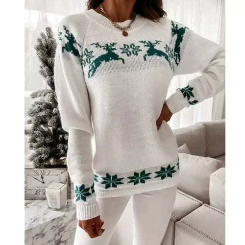 EB | Damenpullover mit Rentier Warmer gestrickter Damenpullover