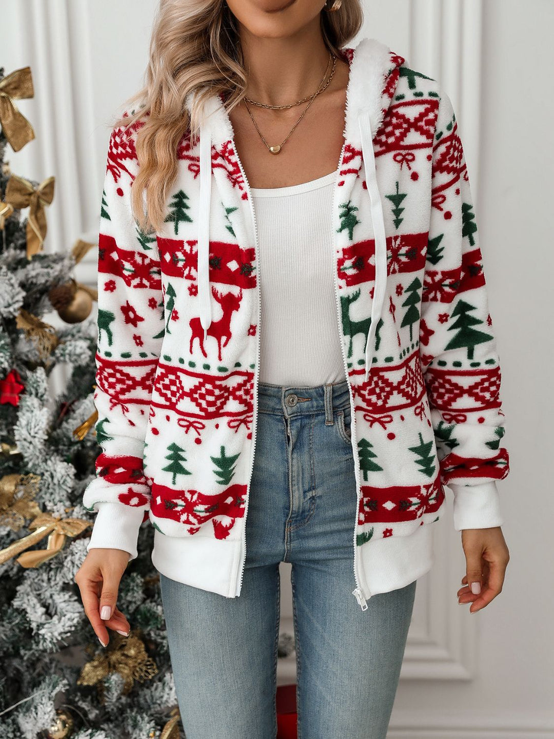 EB | Weihnachts-Hoodie Damen Strick Rentier Pullover