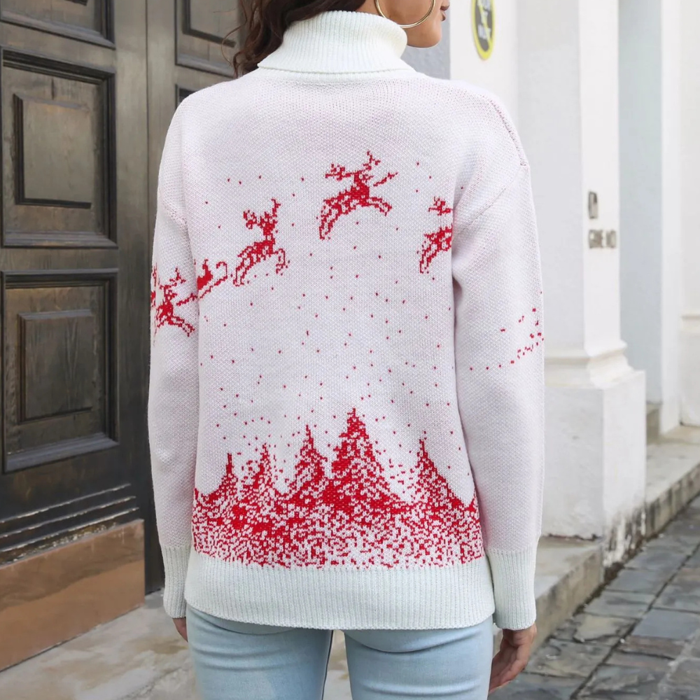 EB | Weihnachts-Pullover Damen Strick Rentierdruck Pullover