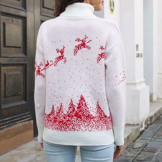 EB | Weihnachts-Pullover Damen Strick Rentierdruck Pullover