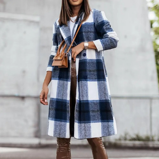 EB | Stylish Wollmantel mit Karomuster für Frauen