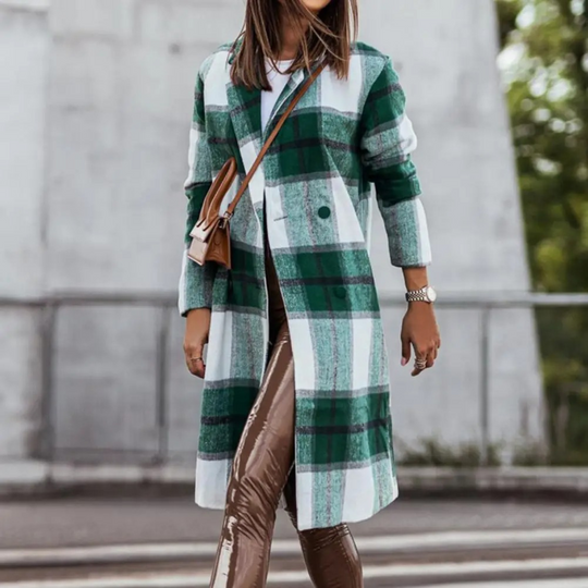 EB | Stylish Wollmantel mit Karomuster für Frauen