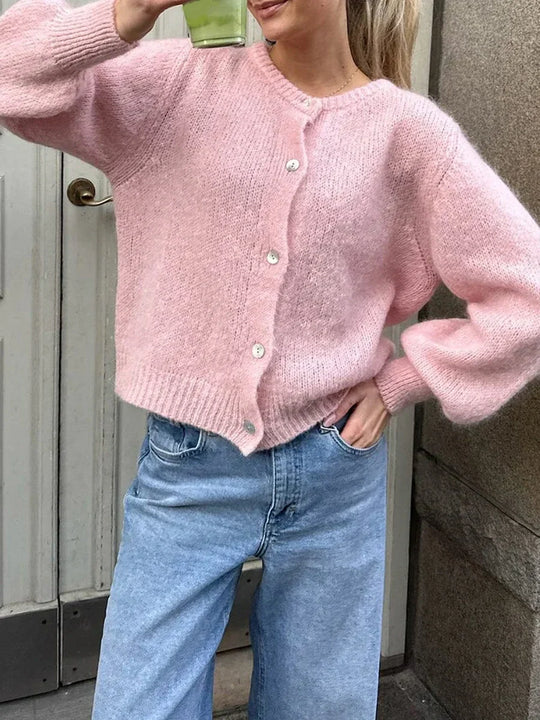 EB | Y2K Knopfverschluss Strick Freizeit Weicher Cardigan Jacke
