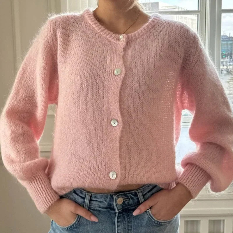 EB | Y2K Knopfverschluss Strick Freizeit Weicher Cardigan Jacke
