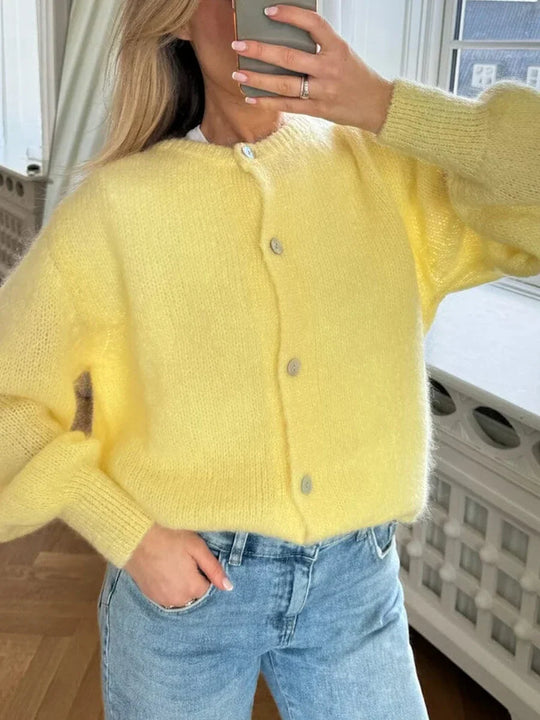 EB | Y2K Knopfverschluss Strick Freizeit Weicher Cardigan Jacke