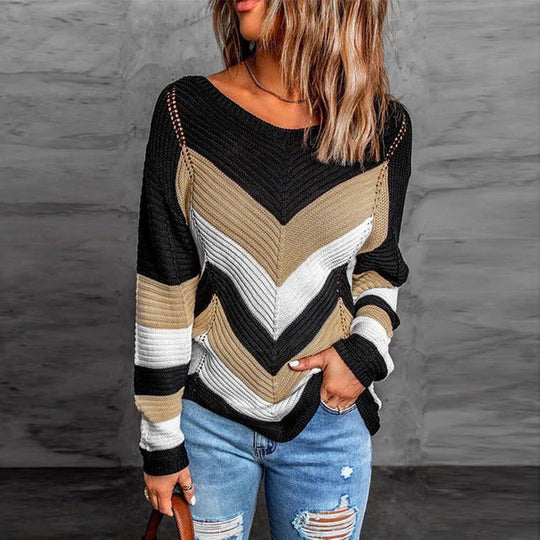 EB | Gestreifter Patchwork Pullover mit Modernem Look